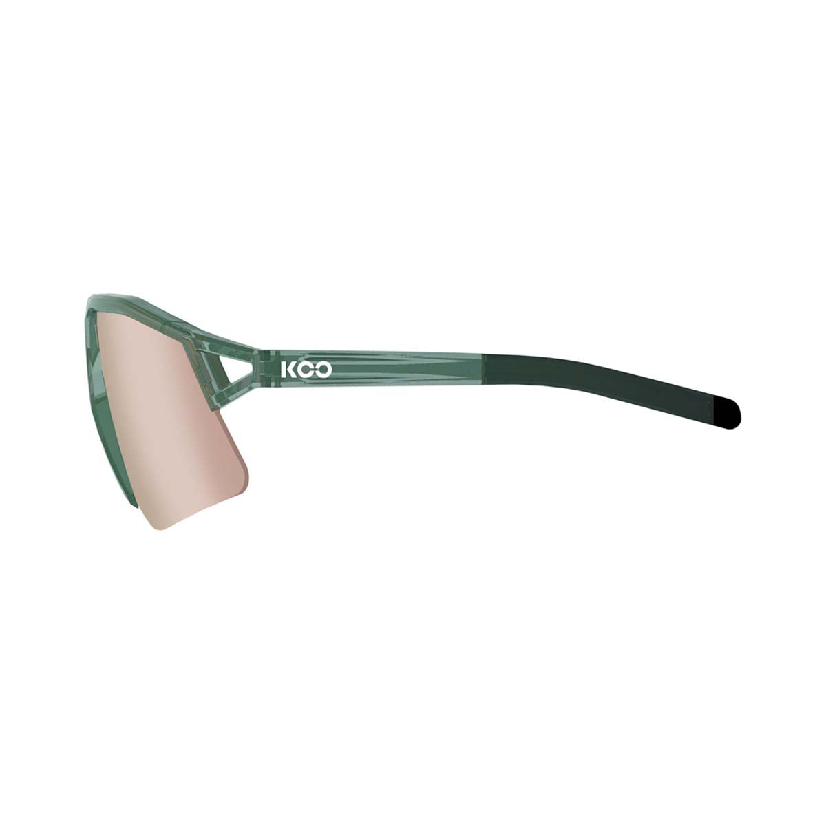 KOO HYPE cycling sunglasses with green translucent frame and copper mirror lenses