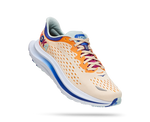 Hoka Kawana men's running shoes in Short Bread/Bluing colorway with cream upper and blue midsole