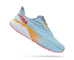 HOKA Men's Arahi 6 running shoe in Summer Song Mountain Spring colorway with light blue upper