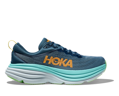 Hoka Bondi 8 men's running shoe in real teal and shadow colorway