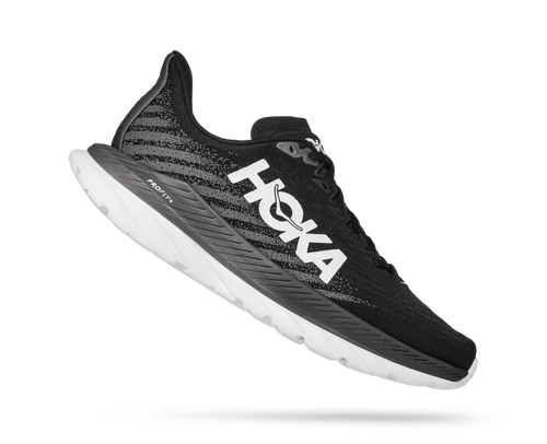 Hoka Mach 5 men's running shoe in black and castlerock colorway