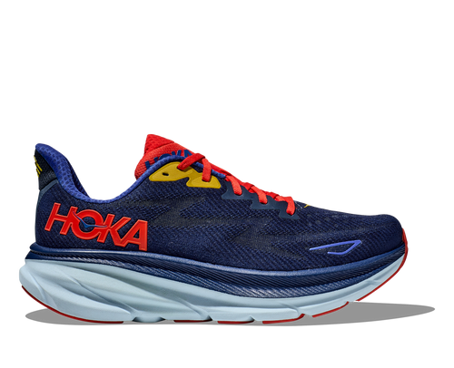 Hoka Clifton 9 men's running shoe in Bellwether Blue and Dazzling Blue colorway