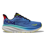 Hoka Clifton 9 men's running shoe in virtual blue and cerise colorway