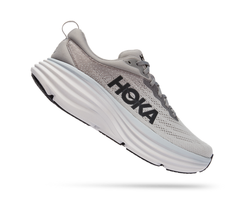 HOKA Bondi 8 men's running shoe in sharkskin gray colorway on white background