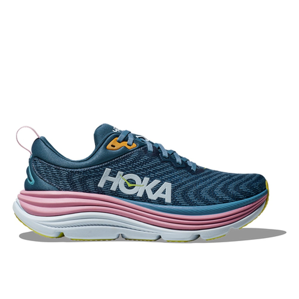Hoka Gaviota 5 women's running shoe in real teal with pink midsole