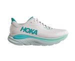 Hoka Clifton 10 women's running shoe in white with cielo blue accents