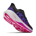 Hoka Clifton Pro Carbon Black Cosmic Purple angled view highlighting ProGlide midsole and outsole