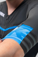 Gobik Brooklyn Aerosuit in black with blue Assembly pattern detail