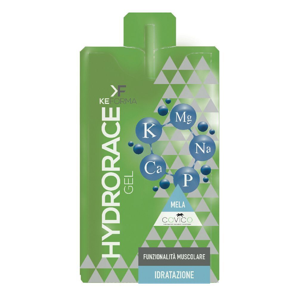 Keforma Hydrorace Gel Apple flavor single sachet in green packaging with electrolyte icons