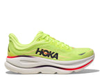 HOKA Bondi 9 running shoe in bright neon green yellow colorway