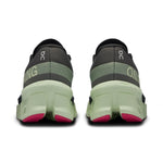 On Cloudmonster 2 women's running shoes in asphalt gray and lime green colorway