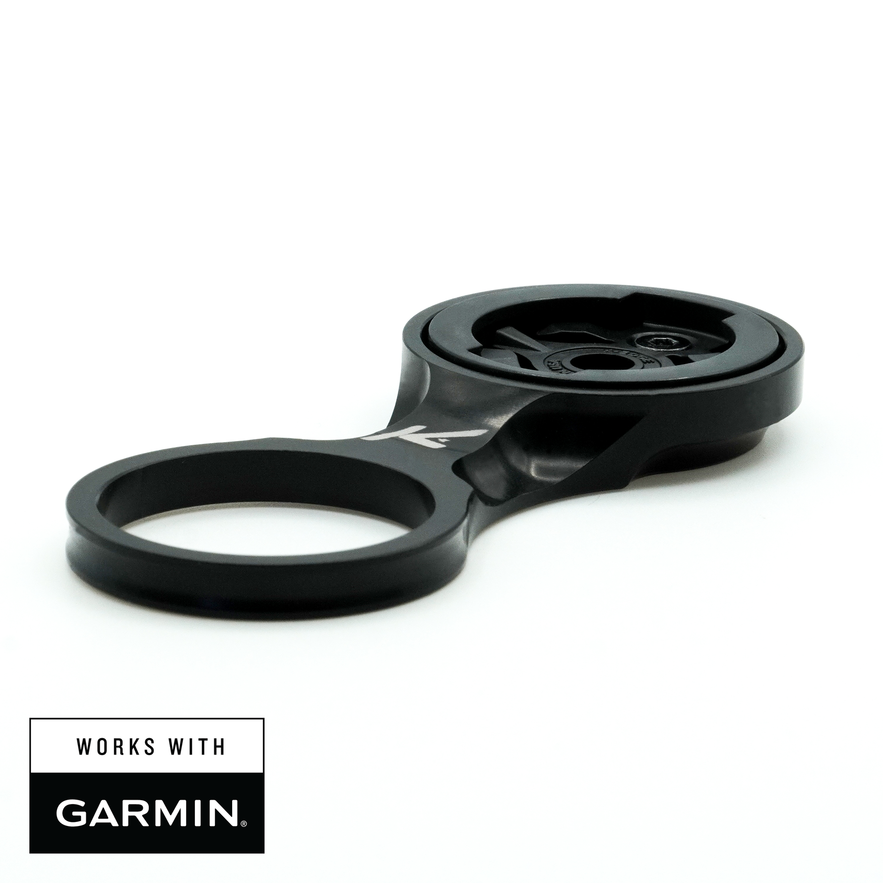 K-EDGE black Garmin fixed stem mount with circular mount and ring clamp