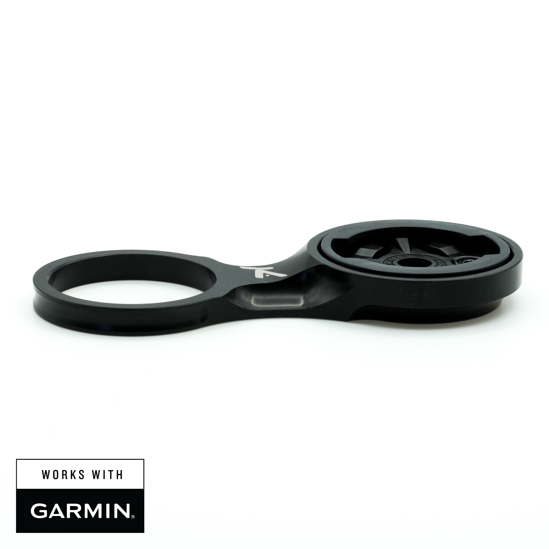 K-Edge gun metal fixed stem mount for Garmin devices with dual ring design