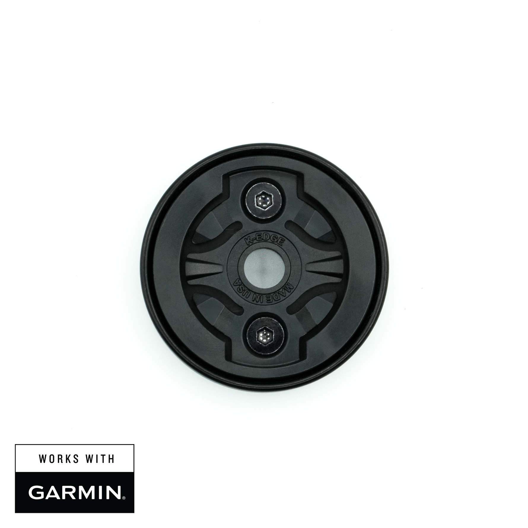 K-EDGE Garmin Gravity Top Cap Mount in black with clean white background