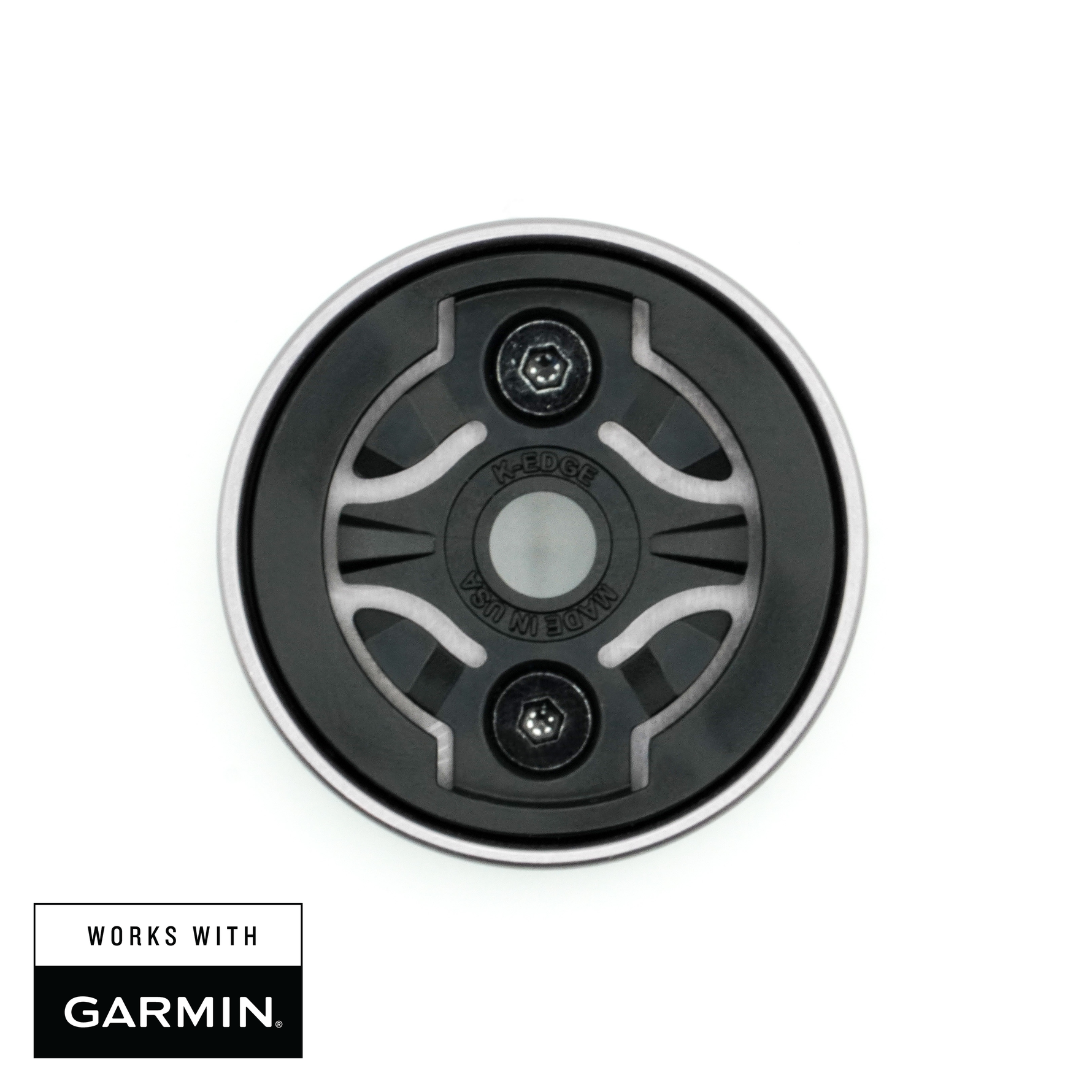 K-Edge Garmin Gravity Top Cap Mount in black with clean white background