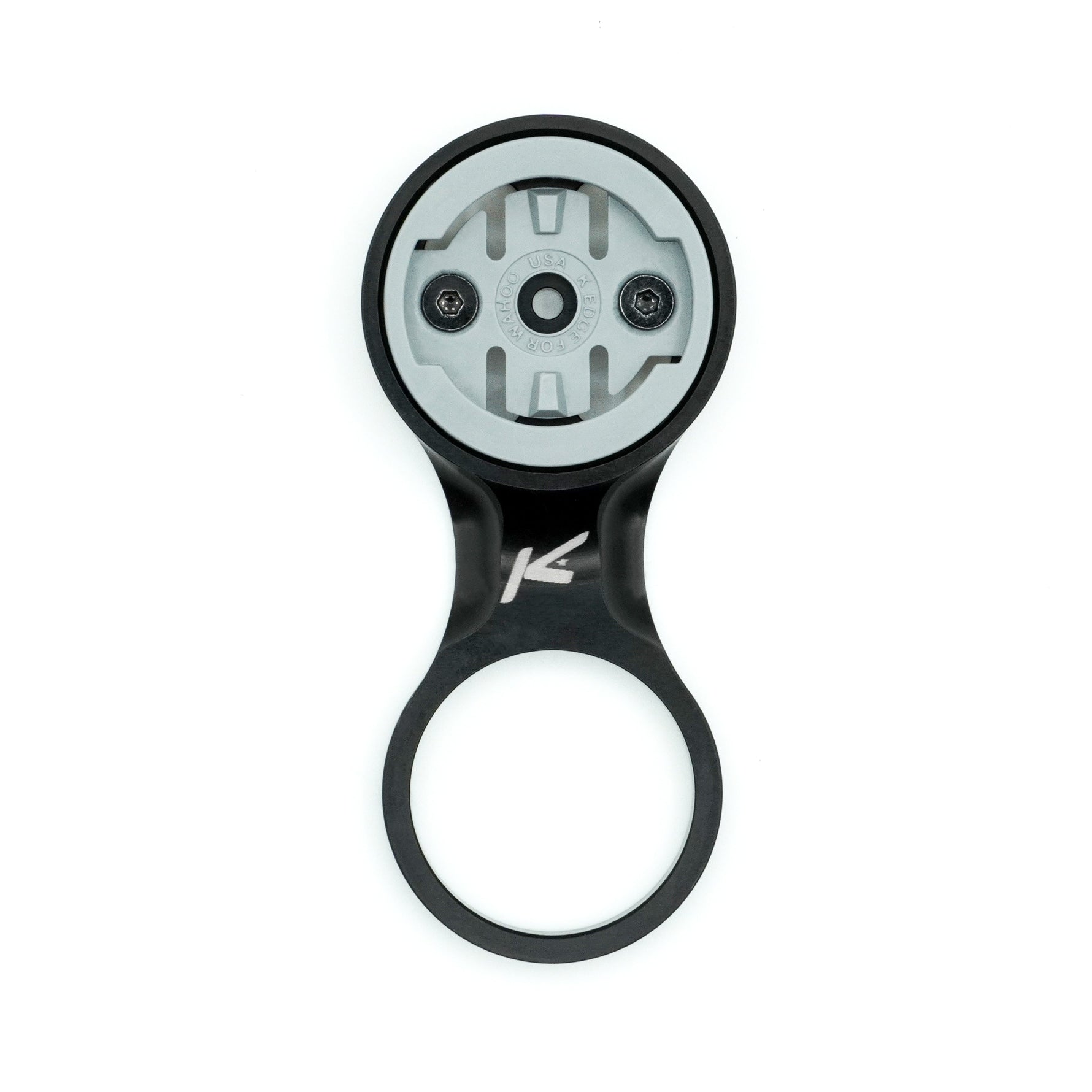 K-EDGE black fixed stem mount for cycling computers with dual circular mounting design