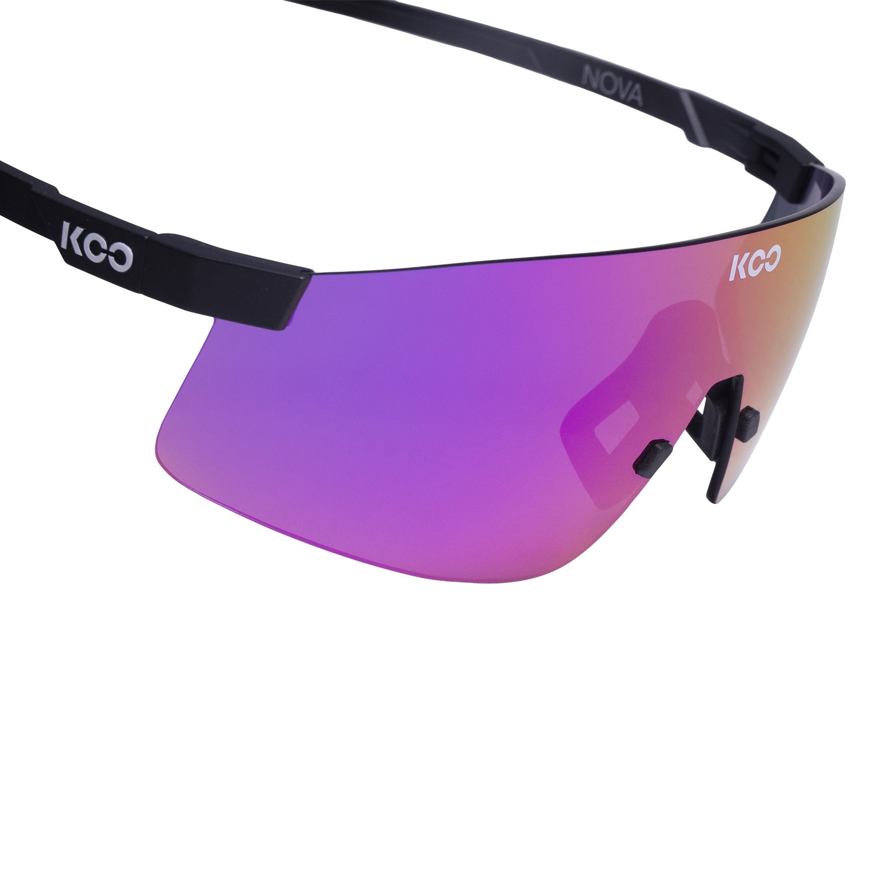 KOO Nova sunglasses in black matte frame with fuchsia mirrored lens