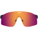 KOO Nova sunglasses front view with black matte frame and fuchsia purple gradient lens