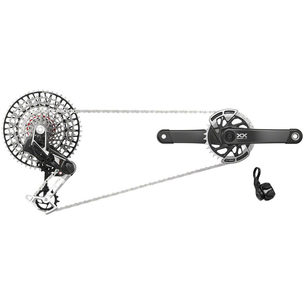 SRAM XX T-Type Eagle AXS groupset with derailleur, cassette, crankset and chain
