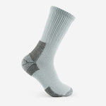 Thorlos men's hiking crew sock in light grey with dark grey cushioned heel and toe