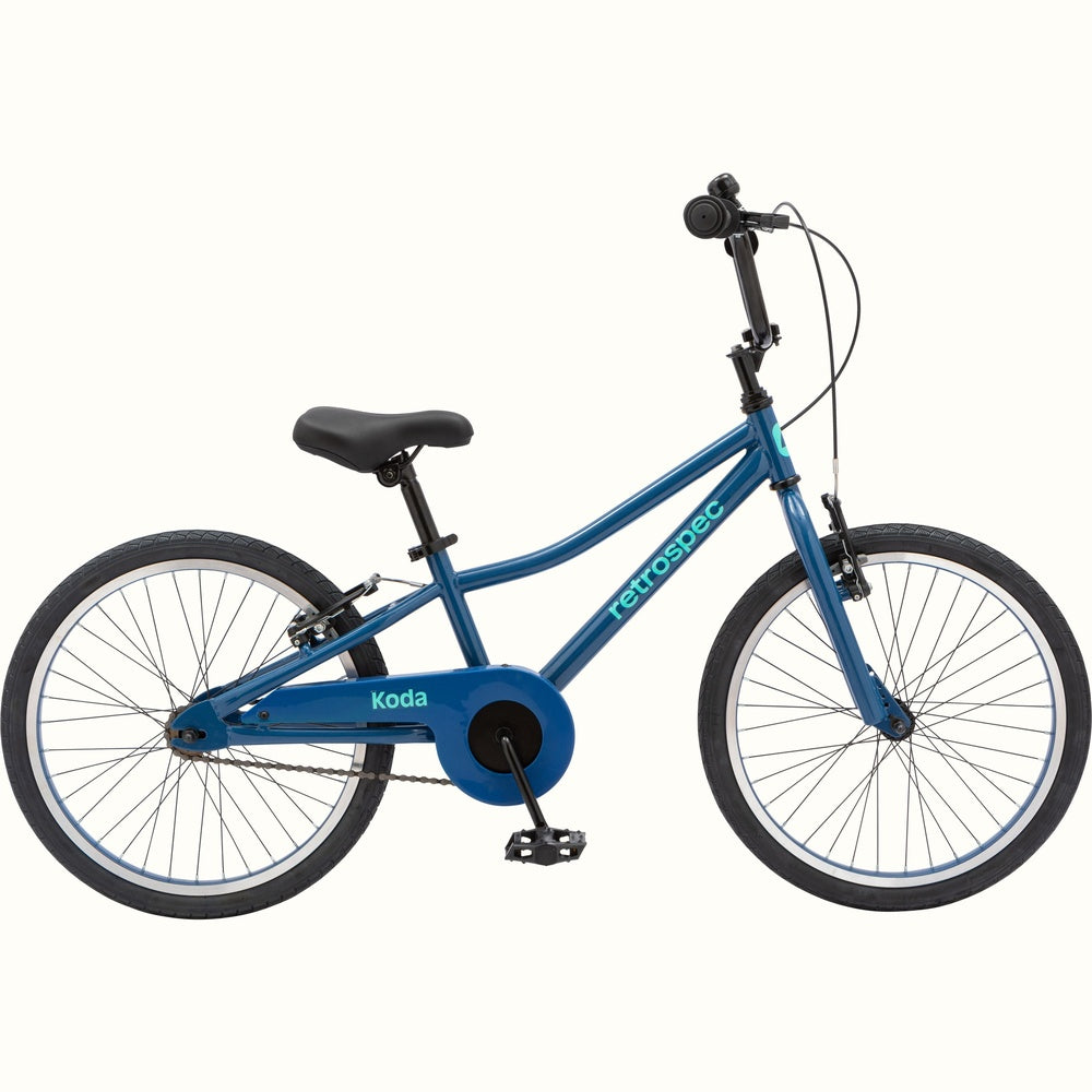 Retrospec Koda kids bike in blue with 20 inch wheels on white background