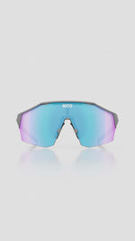 KOO Alibi cycling sunglasses with gray frame and turquoise mirror single lens