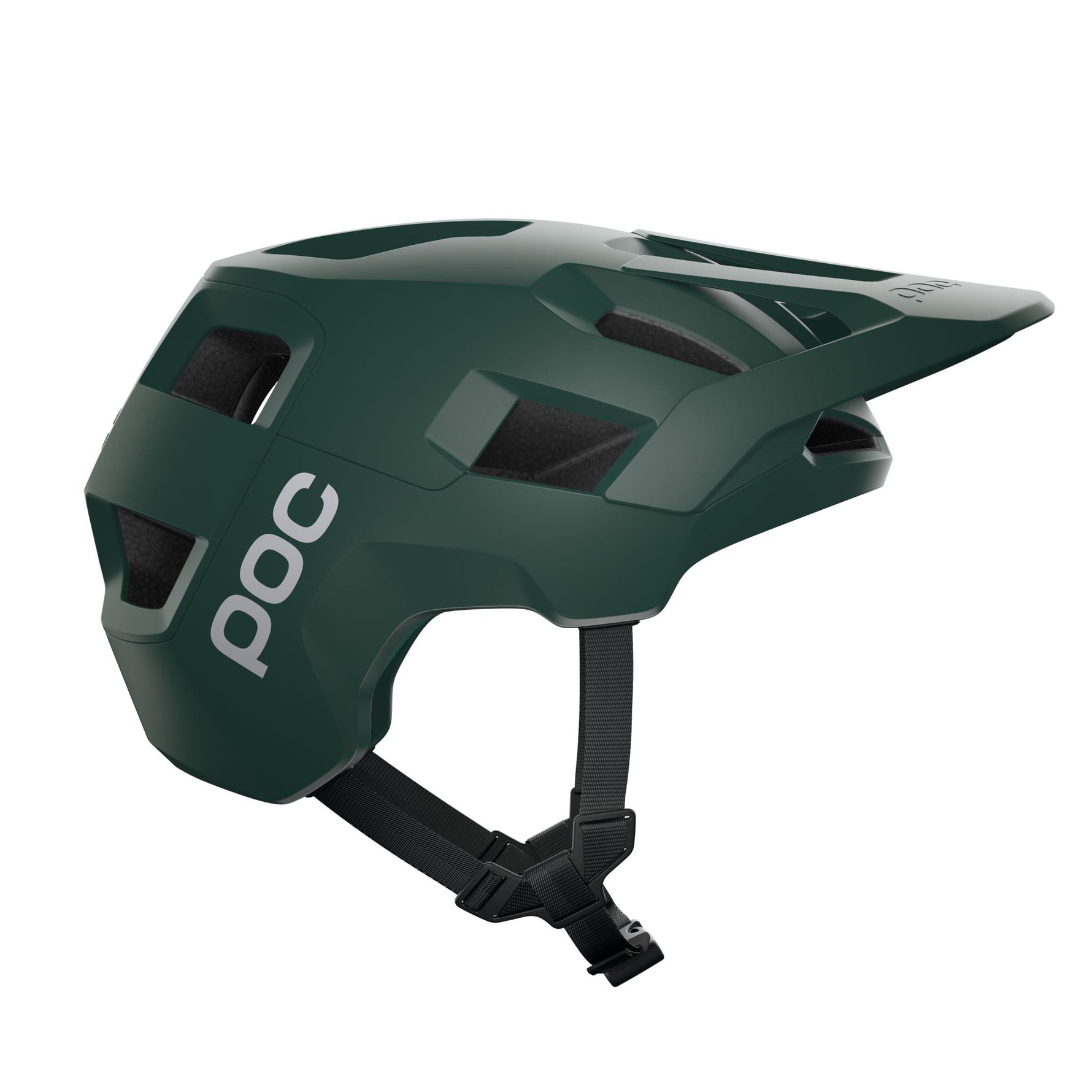 POC Kortal mountain bike helmet in moldanite green matte finish with visor