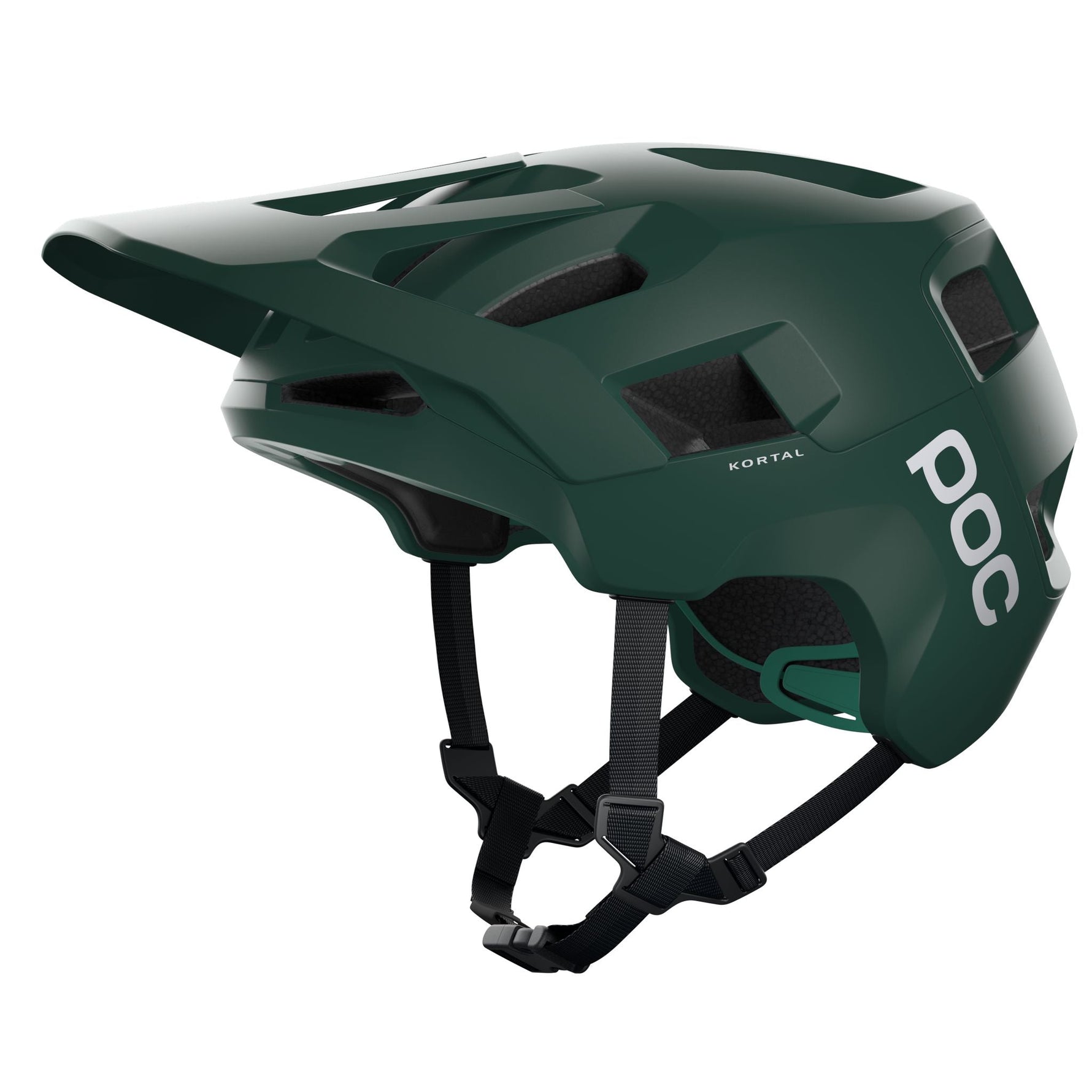 POC Kortal mountain bike helmet in moldanite green matte with visor