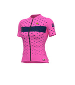 ALE PRR women's cycling jersey in pink with star pattern and navy stripe