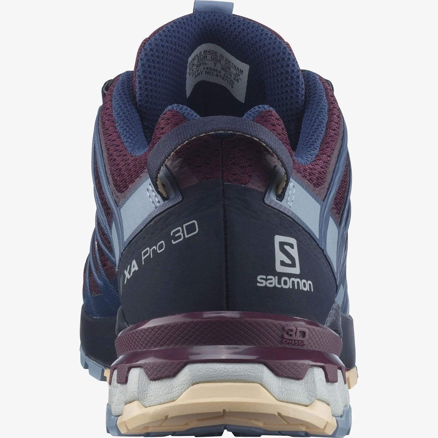 Salomon XA Pro 3D v8 women's trail running shoe in wine tasting and night sky colorway