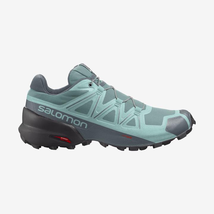 Salomon Speedcross 5 women's trail running shoe in teal and gray colorway