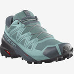 Salomon Speedcross 5 women's trail running shoe in teal and gray colorway