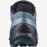 Salomon Speedcross 5 women's trail running shoe heel view in blue colorway