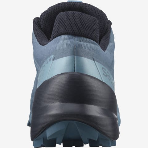Salomon Speedcross 5 women's trail running shoe heel view in blue colorway