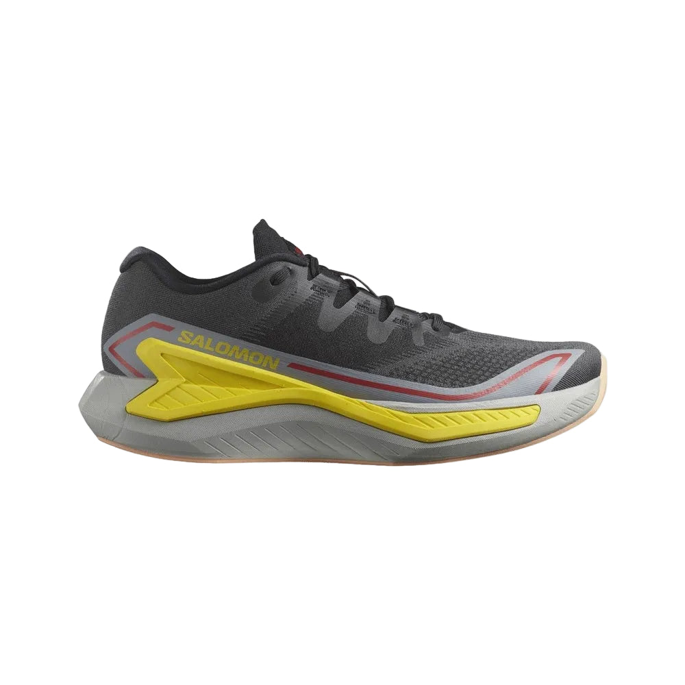 Salomon DRX Bliss men's running shoe in gray with yellow midsole