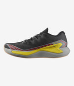 Salomon DRX Bliss men's running shoe in black and gray with yellow accents