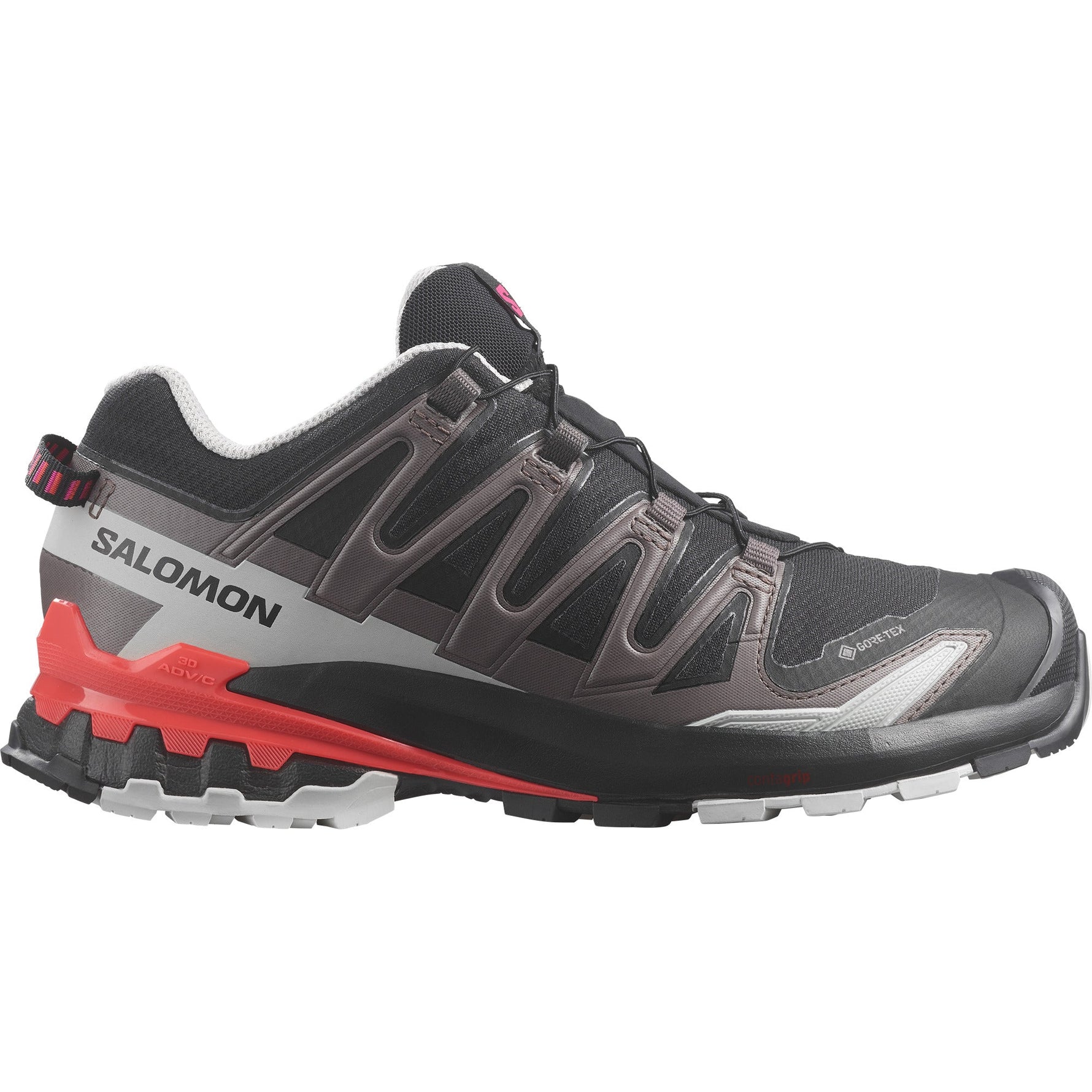 Salomon XA Pro 3D GTX women's trail running shoe in black with coral accents
