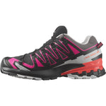 Salomon XA Pro 3D GTX women's trail running shoe in black with pink and coral accents