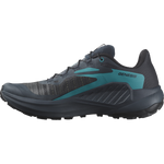 Salomon Genesis men's trail running shoe in carbon gray with teal accents