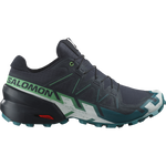 Salomon Speedcross 6 men's trail running shoe in carbon grey with teal accents