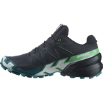 Salomon Speedcross 6 men's trail running shoe in carbon colorway with green details