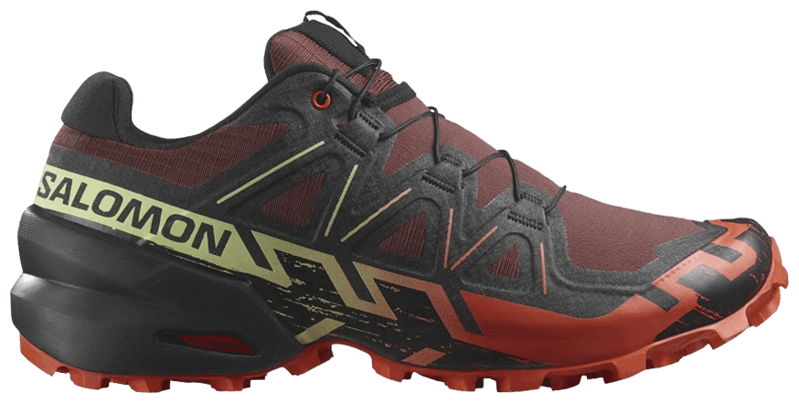 Salomon Speedcross 6 men's trail running shoe in burgundy with orange accents