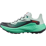 Salomon Genesis women's trail running shoe in bay green with electric green midsole