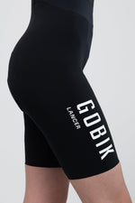 GOBIK Lancer women's black cycling bib shorts with white brand logo