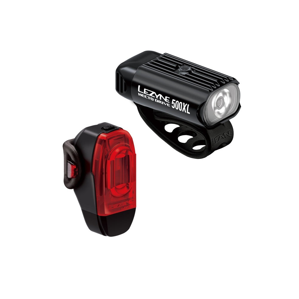 Lezyne Hecto Drive 500XL front light and KTV rear light set in black