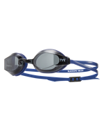 TYR Black Ops 140 EV racing goggles with blue straps and smoke lenses