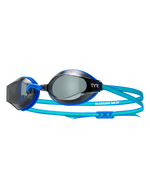 TYR Black Ops 140 EV racing goggles with blue straps and smoke lenses