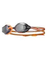 TYR Black Ops 140 EV racing goggles with smoke lenses and orange straps
