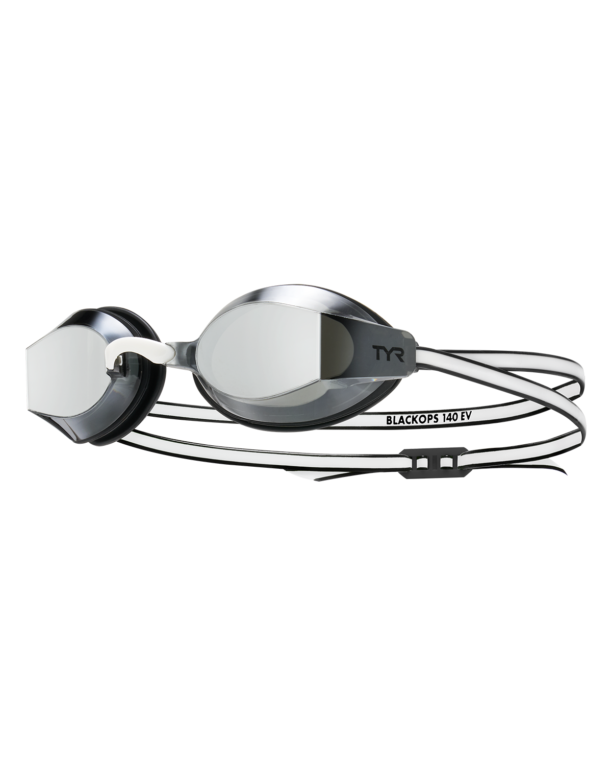 TYR Black Ops 140 EV racing goggles with mirrored metallic smoke lenses