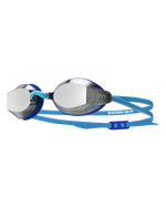 TYR Black Ops 140 EV racing goggles with mirrored smoke lenses and teal straps